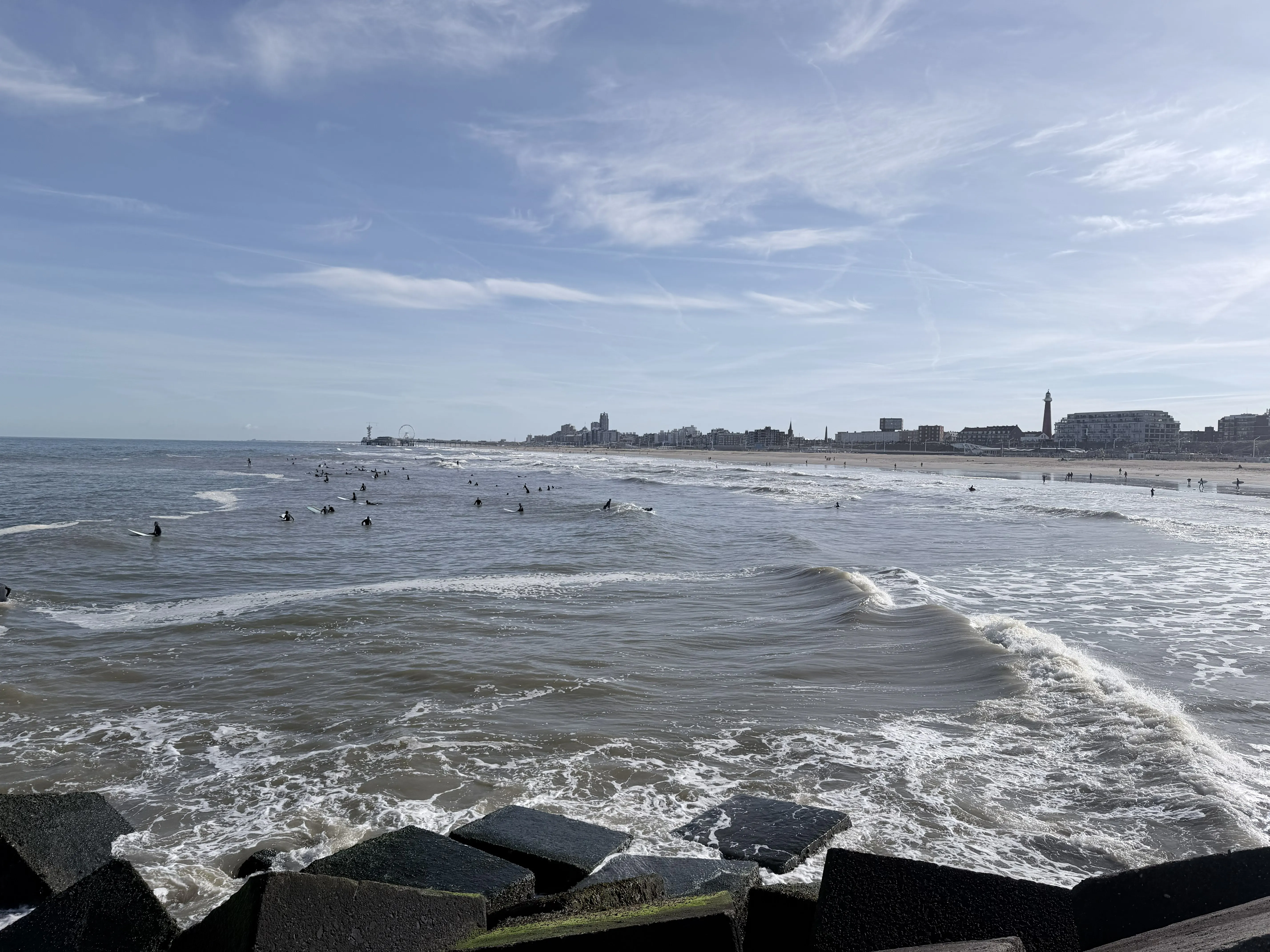 We were having immense fun watching the locals do all the different kinds of water sports - surfing, wind surfing, kite surfing, and even some crazy people bathing at freezing temperatures. Watching down the shoreline from one of the jetties near our hotel